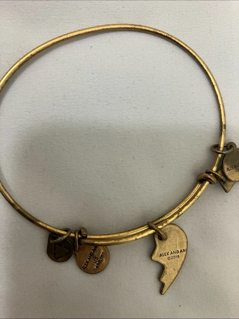 Alex and Ani Gold-tone 'Best' Heart Half Charm Bangle Bracelet